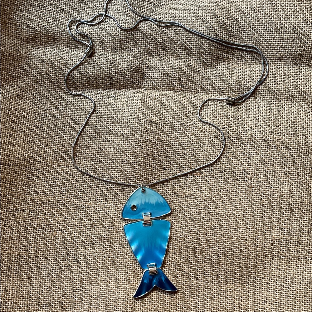 Blue Fish Pendant Necklace